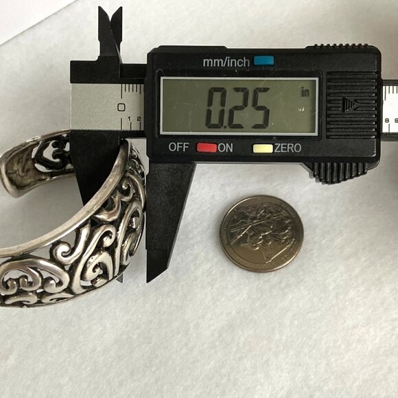 Sterling Silver 925 Chunky Openwork Scrollwork Wide Cuff Bracelet Sz 6" 36g - Picture 16 of 16